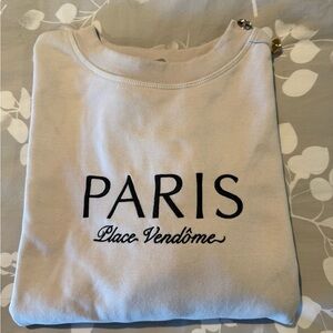 H&M Cream Sweater with Black Paris Embroidery